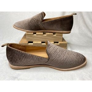 Tan Grey Sutton Velvet Snakeskin Loafers